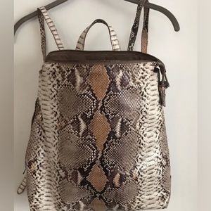 Faux Snakeskin Backpack Purse